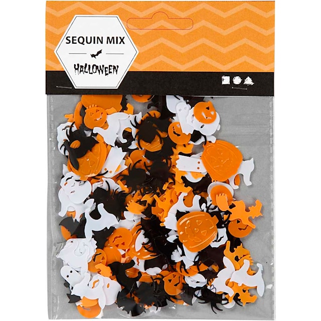 Tuotekuva 2 - Paljetit, koko 10-20 mm, musta, oranssi, valkoinen, 15 g/ 1 pkt
