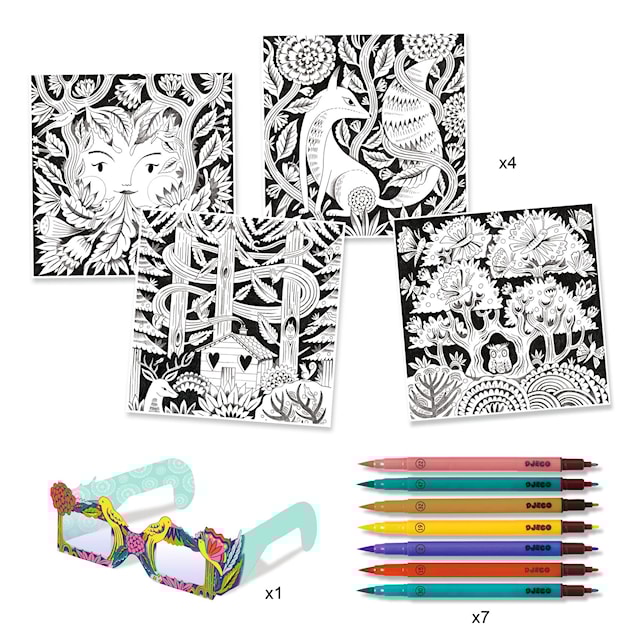 Produktbild 4 för Måla en Fantasiskog i 3D 4 motiv och 7 Pennor Djeco
