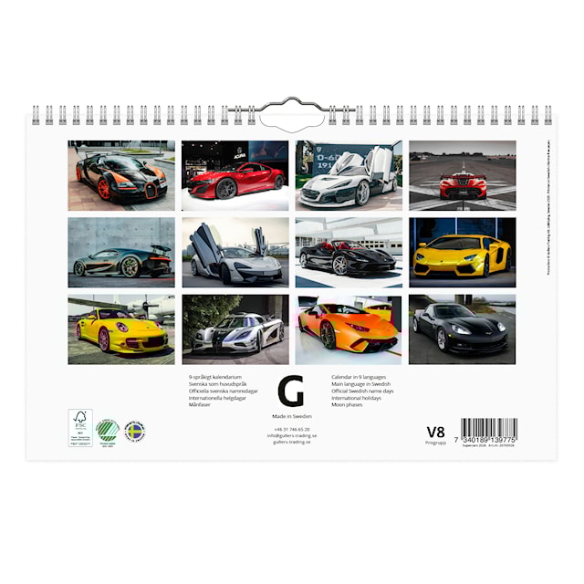 Produktbild 3 för Väggkalender Supercars 2026