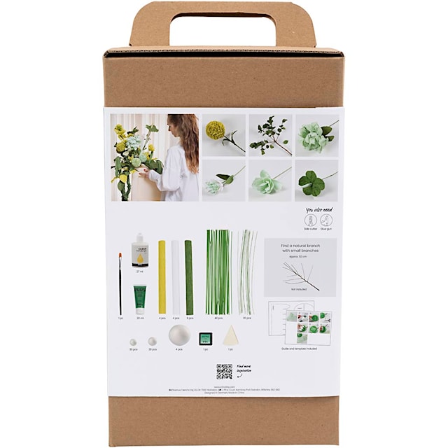 Produktbilde 2 for Maxi DIY Kit Kreppapir, Blomsterbukett, lys grønn, mørk grønn, pastellgrønn, hvit, 1 pk.