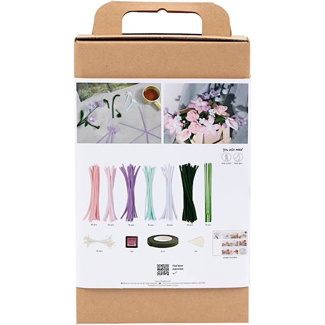 Produktbilde 2 for DIY Kit Blomster av Piperensere, Blomster, pastellfarger, 1 pk.