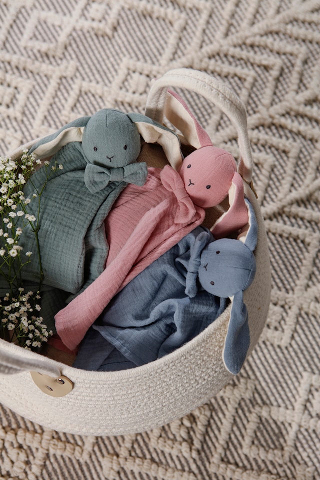 Produktbild 3 för Diinglisar Snuttefilt Kanin Muslin blå Teddykompaniet