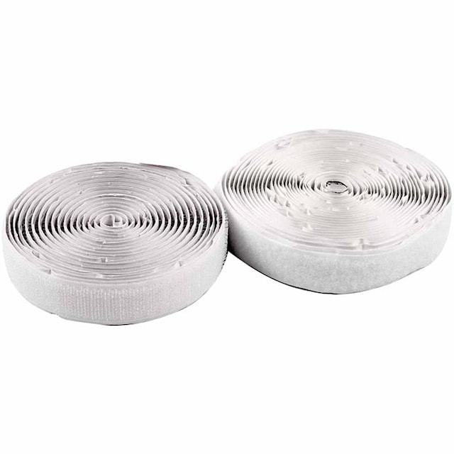 Produktbilde 2 for Borrelåsbånd, selvklebende, B: 20 mm, hvit, 5 m/ 1 rl.