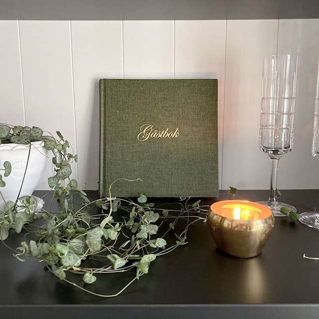 Produktbild 3 för Gästbok 185 x 185 Khaki Green Paperstyle