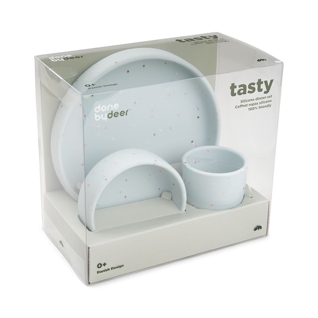 Tuotekuva 5 - Done by Deer Silicone dinner set Confetti Blue