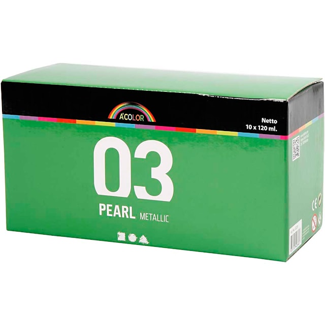 Produktbild 3 för Akrylfärg Mix 03 Metallic 10x120 ml A-color