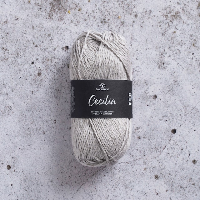 Cecilia Garn Lin- och bomullsmix 50 g ljusgrå 12 Svarta Fåret