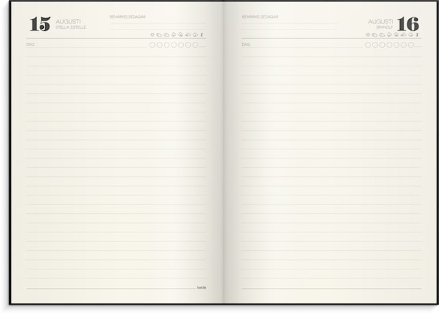 Produktbild 2 för 1-årsdagbok Linnetextil Svart, Burde