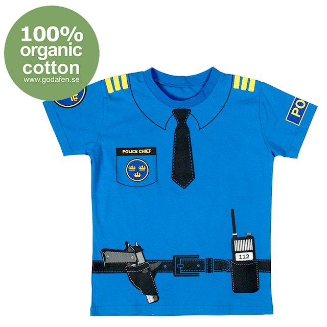 Produktbild 1 för Polis T-shirt Ekologisk Bomull 122-128cl Den Goda Fen