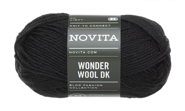 Wonder Wool DK Garn 50 g Svart 099 Novita