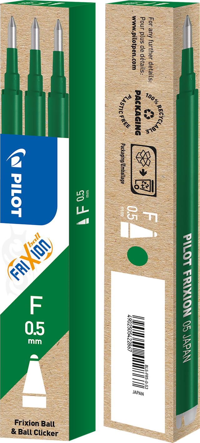 Produktbild 2 för Refill Frixion Ball Clicker 0,5 Grön 3-p, Pilot