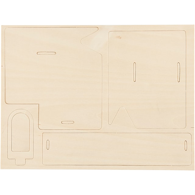 Produktbild 4 för 3D-figur i trä Hus med ramp 22,5 x 17,5 x 20,5 cm