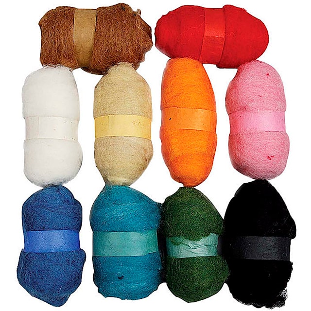 Produktbild 2 för Nålfiltning Kardad ull i olika färger 25 g 10-pack Creativ Company