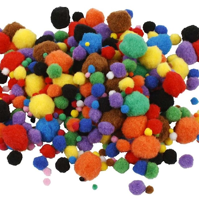 Produktbilde 1 for Pomponger, dia. 5-40 mm, ca. 150 stk., ass. farger, 42 g/ 1 pk.