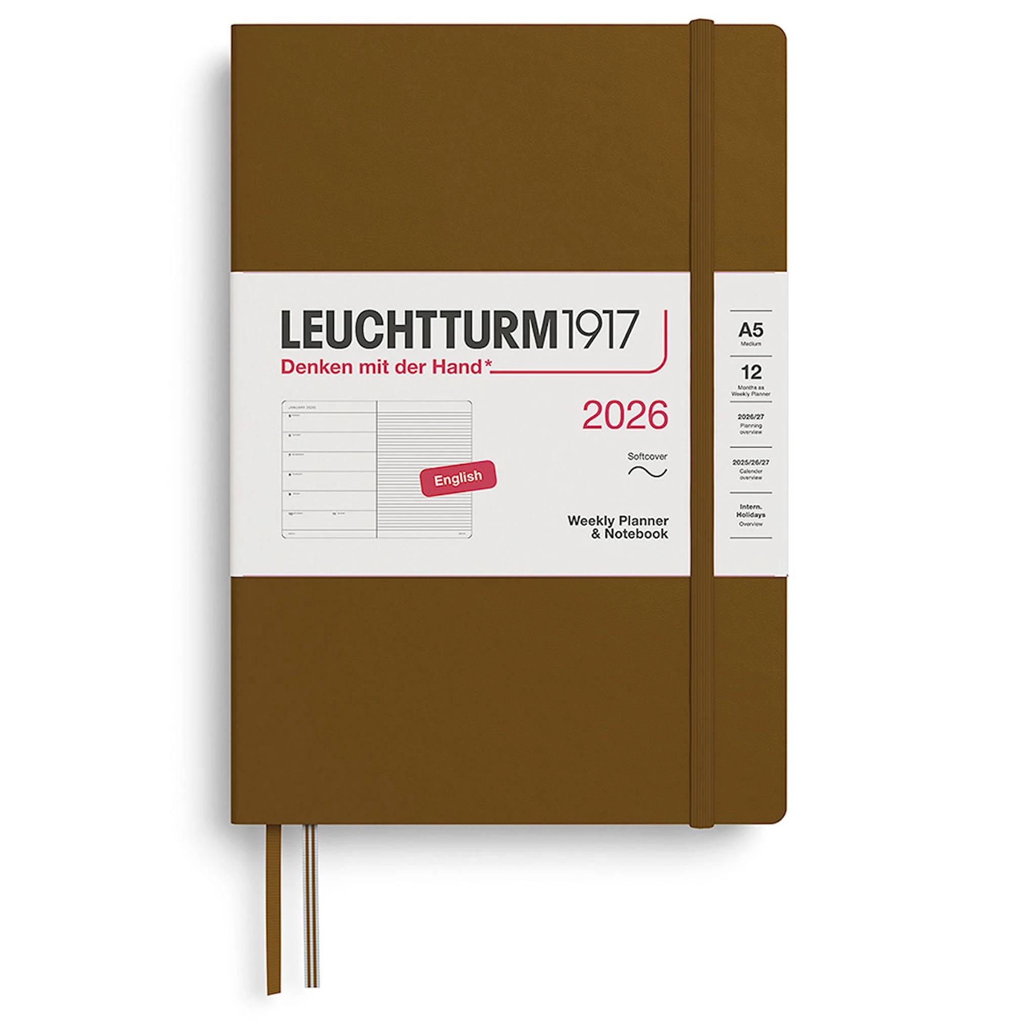 Produktbilde for Weekly Planner & Notebook 2026 A5 Soft Spice Brown Leuchtturm1917