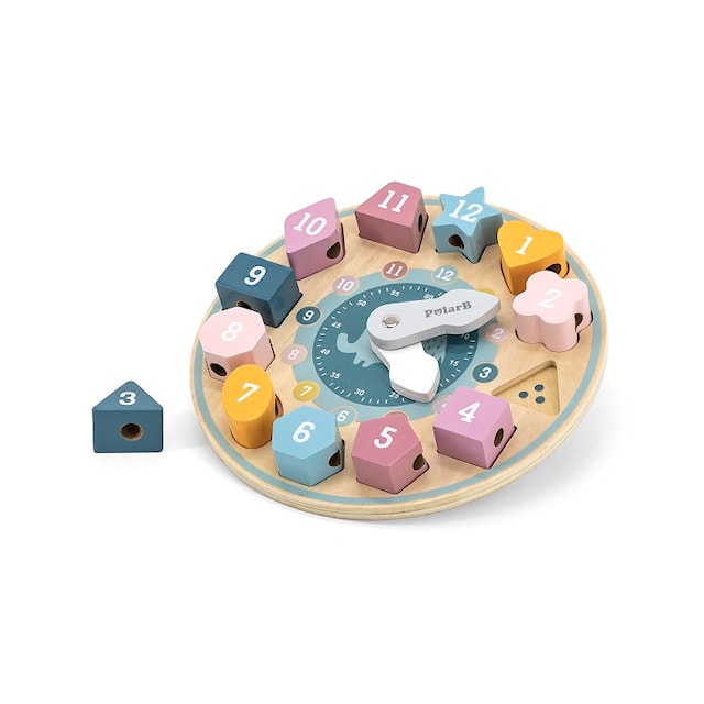 Produktbild 1 för Klocka i Trä med Avtagbara Klossar Viga