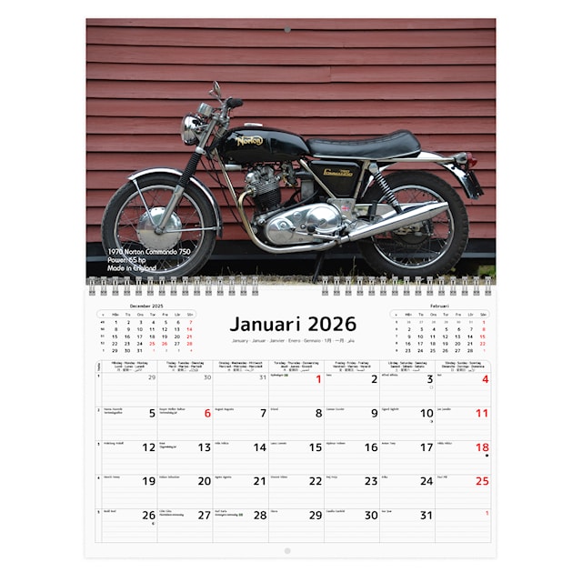 Produktbild 3 för Väggkalender Classic Bikes 2026
