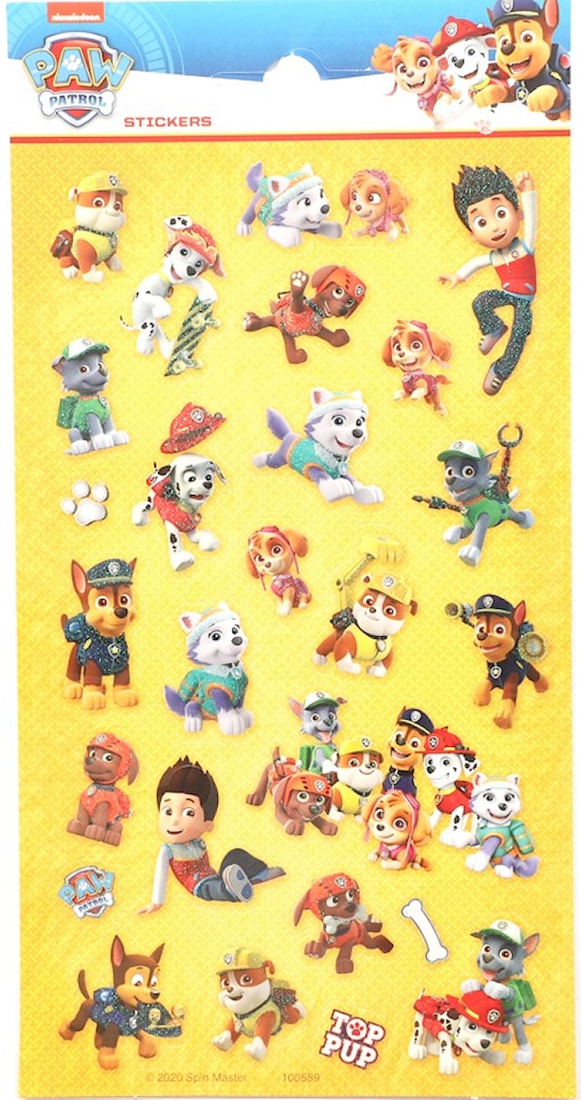 Klistermerker Paw Patrol Glitter 1 ark