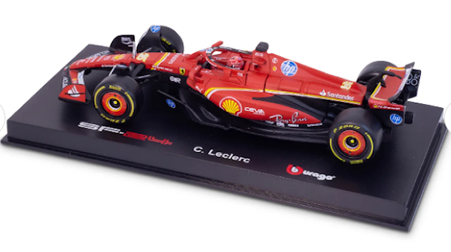 Tuotekuva 2 - BBurago 1:43 Ferrari SF-24 2024 kypärällä – Charles Leclerc