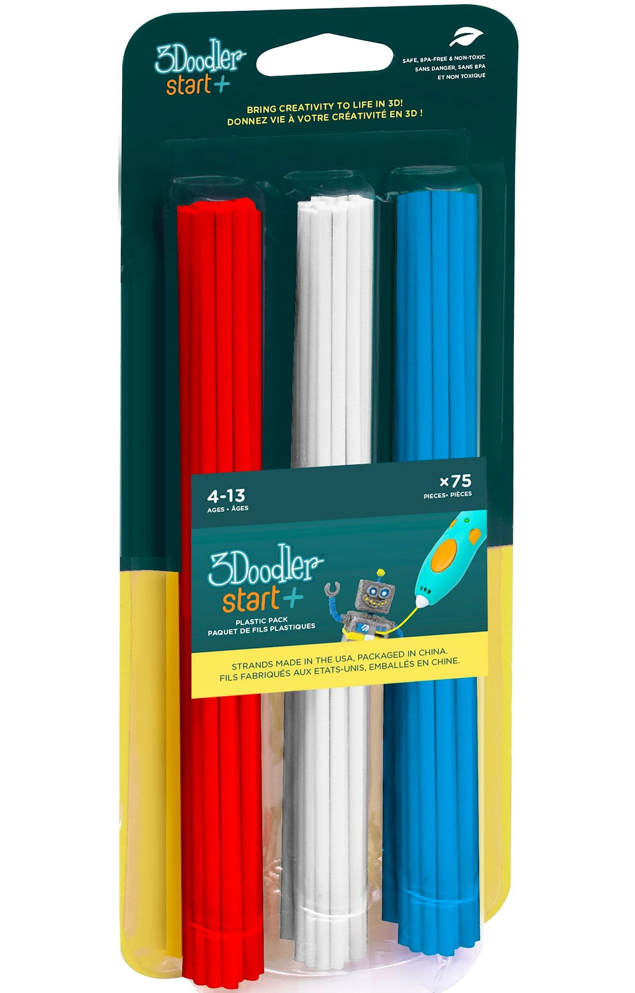 Produktbilde for 3Doodler START+ Mix1 75-pakke Rød/Hvit/Blå
