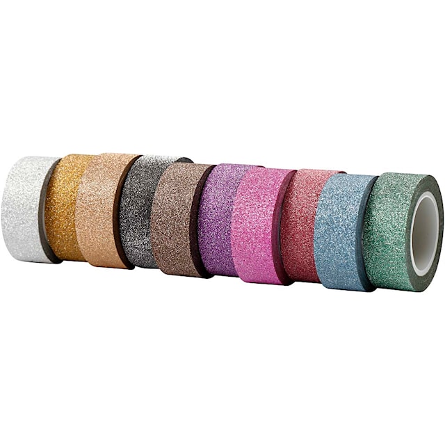 Produktbild 1 för Washitejp Glitter bredd 15 mm x 10 m 10-pack