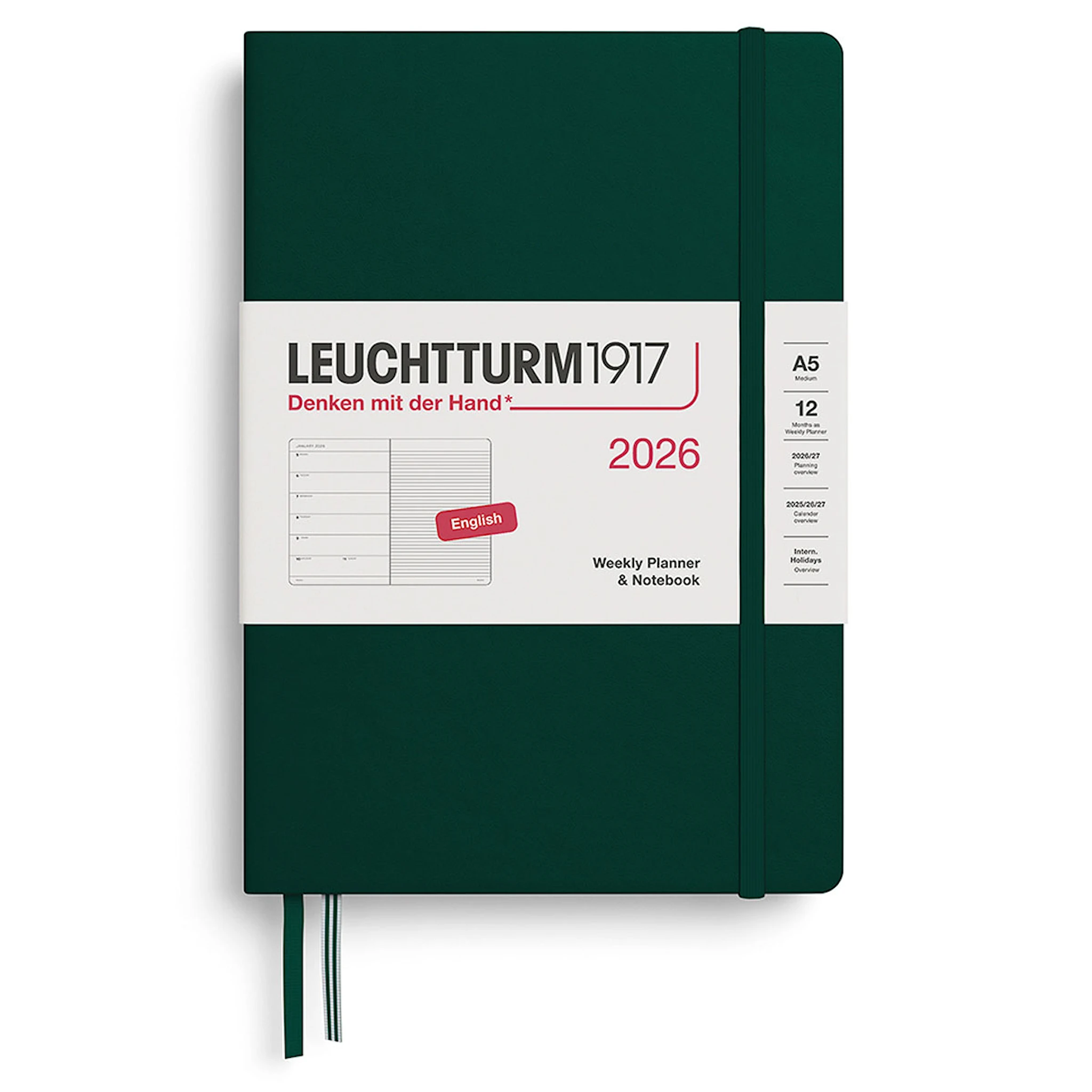 Produktbilde for Weekly Planner & Notebook 2026 A5 Forest Green Leuchtturm1917