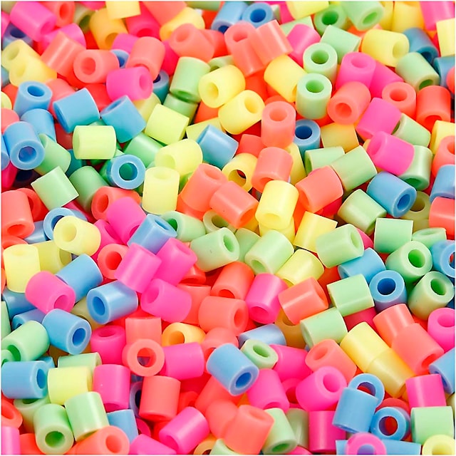 Produktbilde 3 for Rørperler, str. 5x5 mm, hullstr. 2,5 mm, 20000 ass., pastellfarger