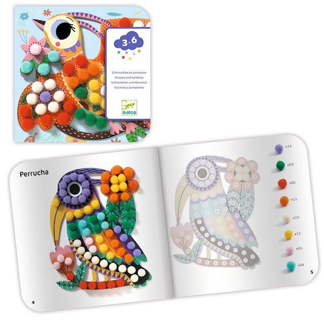 Produktbild 1 för Skapa Färgglada Fåglar med Garnbollar Djeco