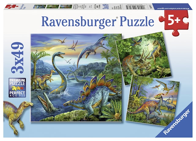 Produktbilde 1 for Dinosaur Fascination, Puslespill, 3x49 brikker, Ravensburger