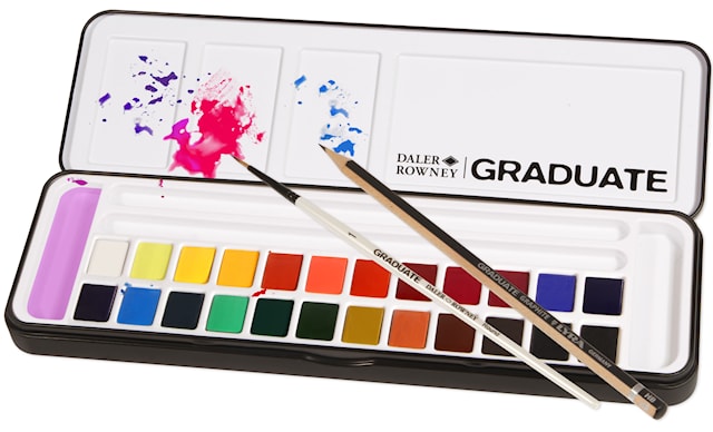 Produktbild 1 för Akvarellfärg Graduate 24 Halvkoppar Daler-Rowney