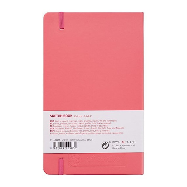 Produktbilde 3 for Skissebok Korallrød 13x21 cm 140g 80 kremhvite sider Talens Art Creation