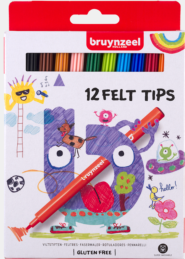 Produktbilde 1 for Fiberpenn barn 12-pack Bruynzeel