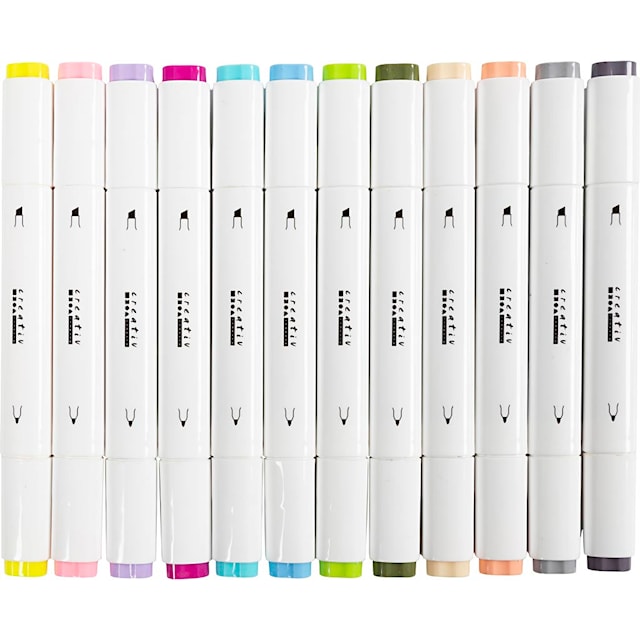 Produktbild 1 för Markers Illustration Pastell Dubbelspets 12-pack Creativ Company
