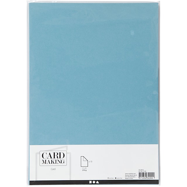 Produktbild 2 för Kartong, A4, ark 210x297 mm, 210 g, ljusblå, 10 ark/ 1 förp.