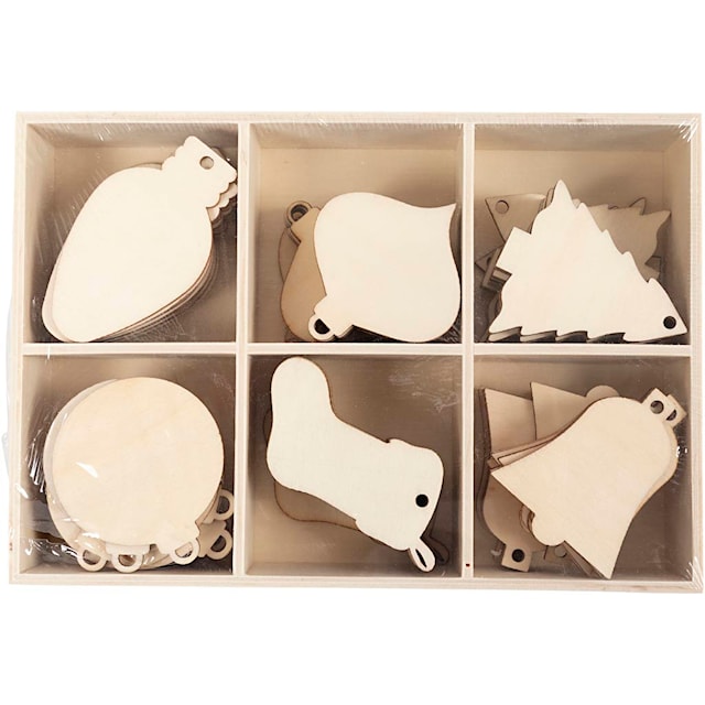 Produktbilde 4 for Julepynt, H: 5,5-7 cm, B: 4-5 cm, hullstr. 4 mm, 90 stk./ 1 pk.