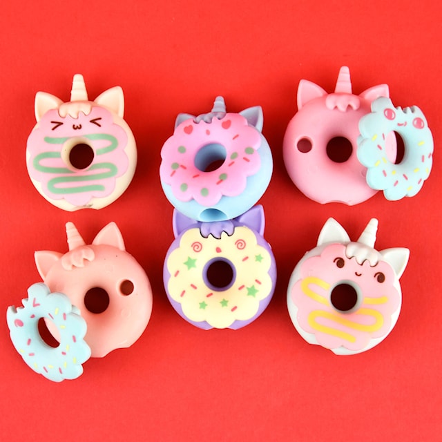 Produktbilde 2 for Viskelær Doughnut Caticorn 2Ass 3 stk 3 cm Ningbo Linkart Paper Products