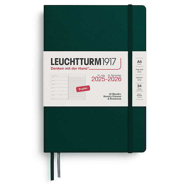 Kalender A5 18m 25-26 Weekly Planner/Notebook Forest Green Leuchtturm1917