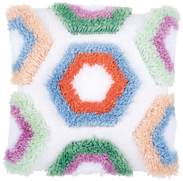 Tuotekuva 1 - Kirjontapakkaus, ryijytyynynpäällinen Palm Springs Hexagons 40 x 40 cm Vervaco