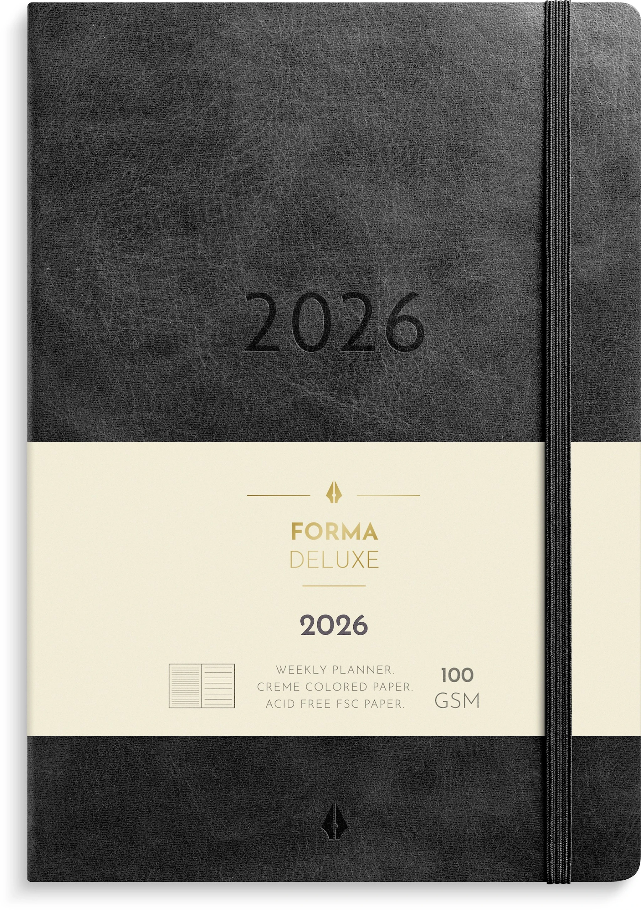 Tuotekuva ille Kalender 2026 A5 Stor Veckokalender Forma Deluxe Svart Burde