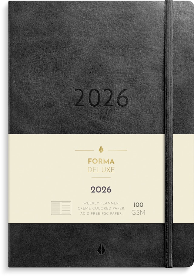 Tuotekuva 1 - Kalender 2026 A5 Stor Veckokalender Forma Deluxe Svart Burde