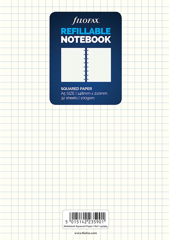 Muistikirja A5- Refill, ruudullinen Filofax
