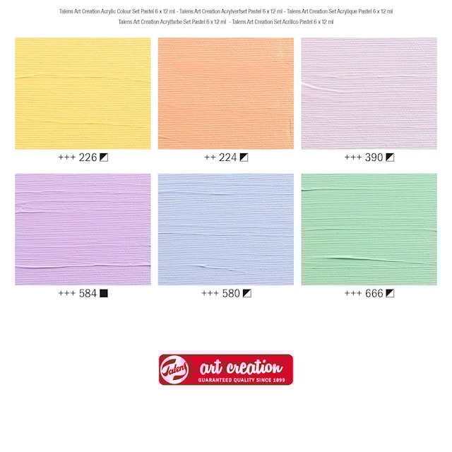 Produktbild 4 för Akrylfärger Pasteller 12 ml 6-pack Talens Art Creation
