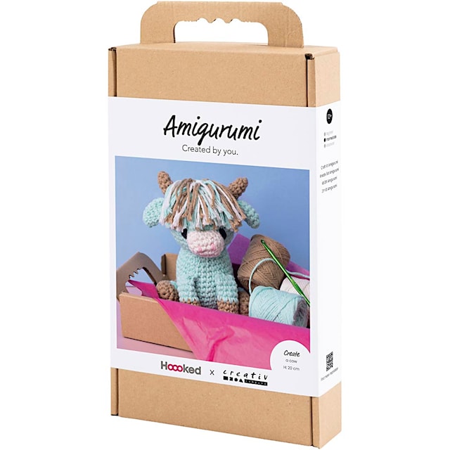 Produktbild 3 för DIY Kit Amigurumi Ko beige & mint 1 förp
