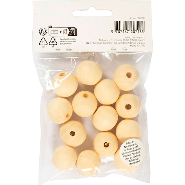 Produktbild 4 för Träpärlor 20 mm 14-pack