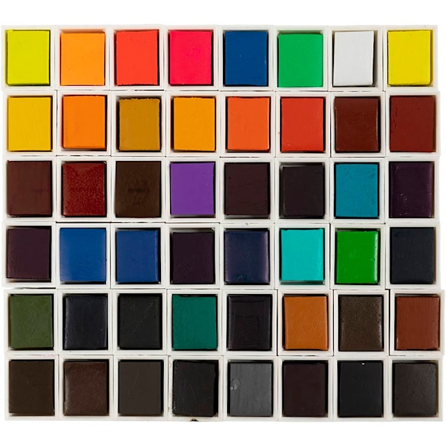 Tuotekuva 7 - Vesivärit, ½-pan, koko 10x15x20 mm, perusvärilajitelma, 48 väri/ 1 pkt