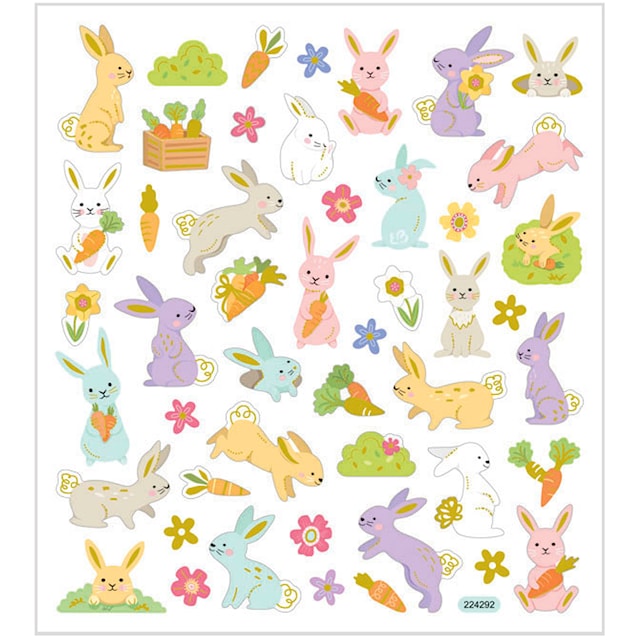 Produktbilde 3 for Klistremerker, Påskeharer, ark 15x16,5 cm, ca. 50 stk., 1 ark