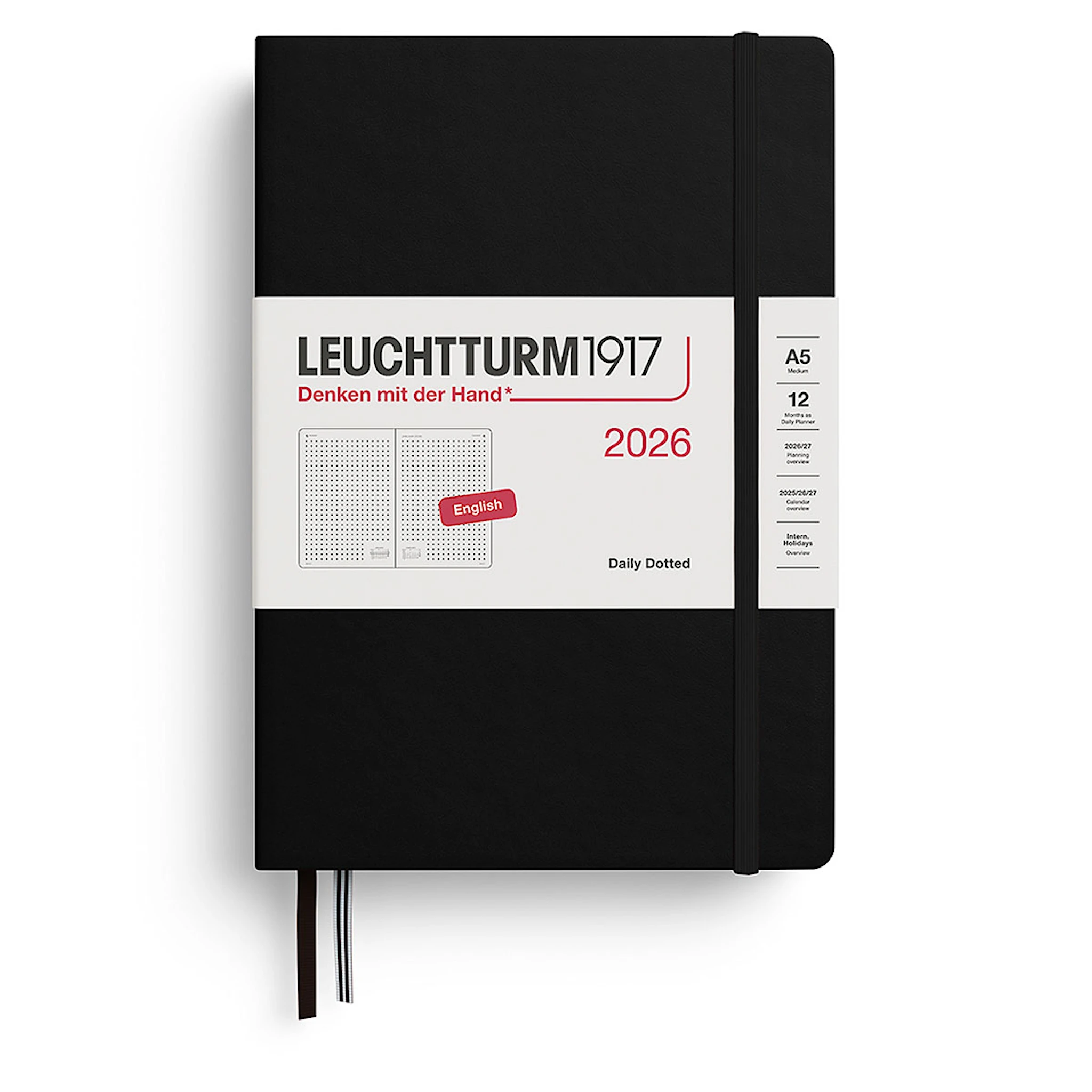 Produktbilde for Daily Planner 2026 A5 Dotted Black Leuchtturm1917