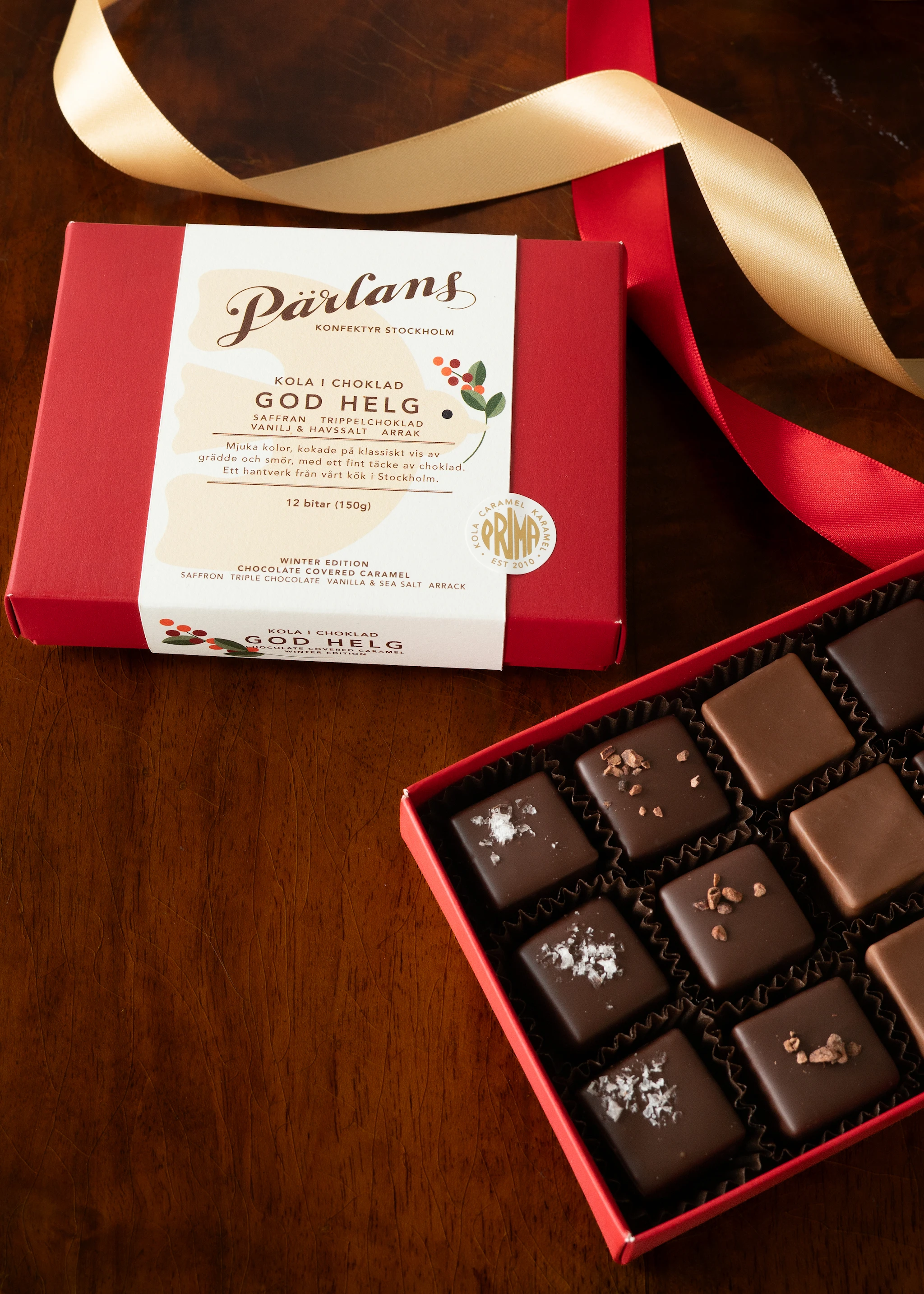 Produktbild för God Helg 12 bitar choklad doppade kolabitar, 150 g, Pärlans Konfektyr