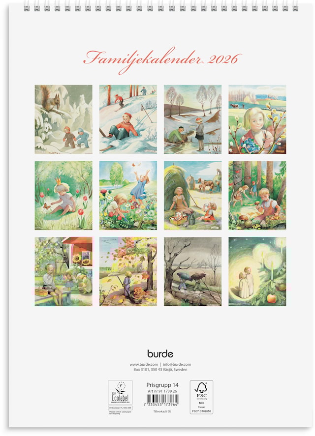 Produktbild 3 för Familjekalender 2026 A4 Kerstin Frykstrand Burde