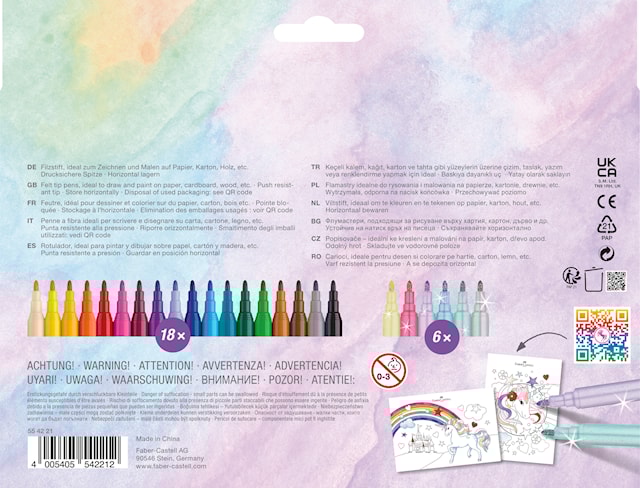 Tuotekuva 5 - Huopakynät Castle Unicorn 18+6 glitterikynää Faber Castell